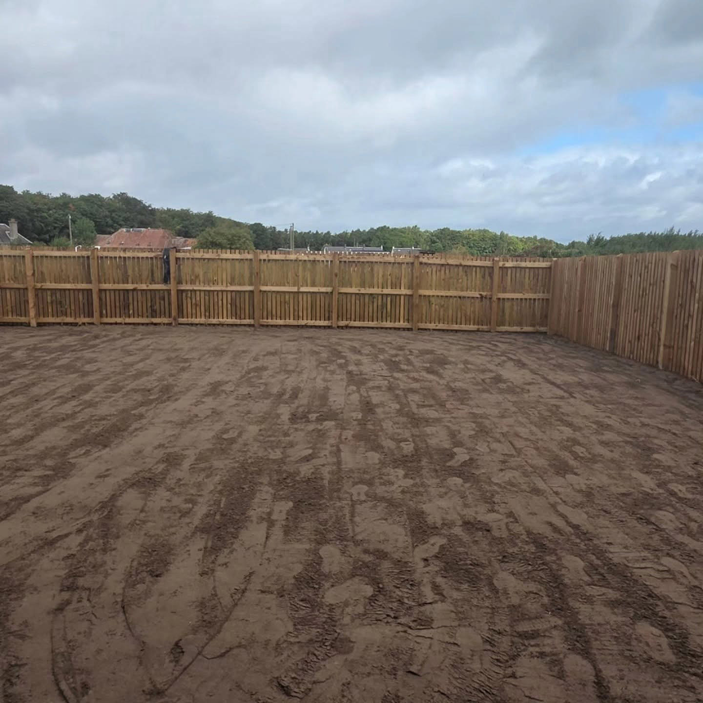 Levelled and raked soil base ready for turf in Whitecraig